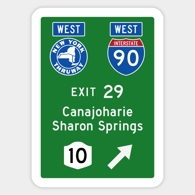 New York Thruway Westbound Exit 29: Canajoharie Sharon Springs Rte 30A Sticker by MotiviTees